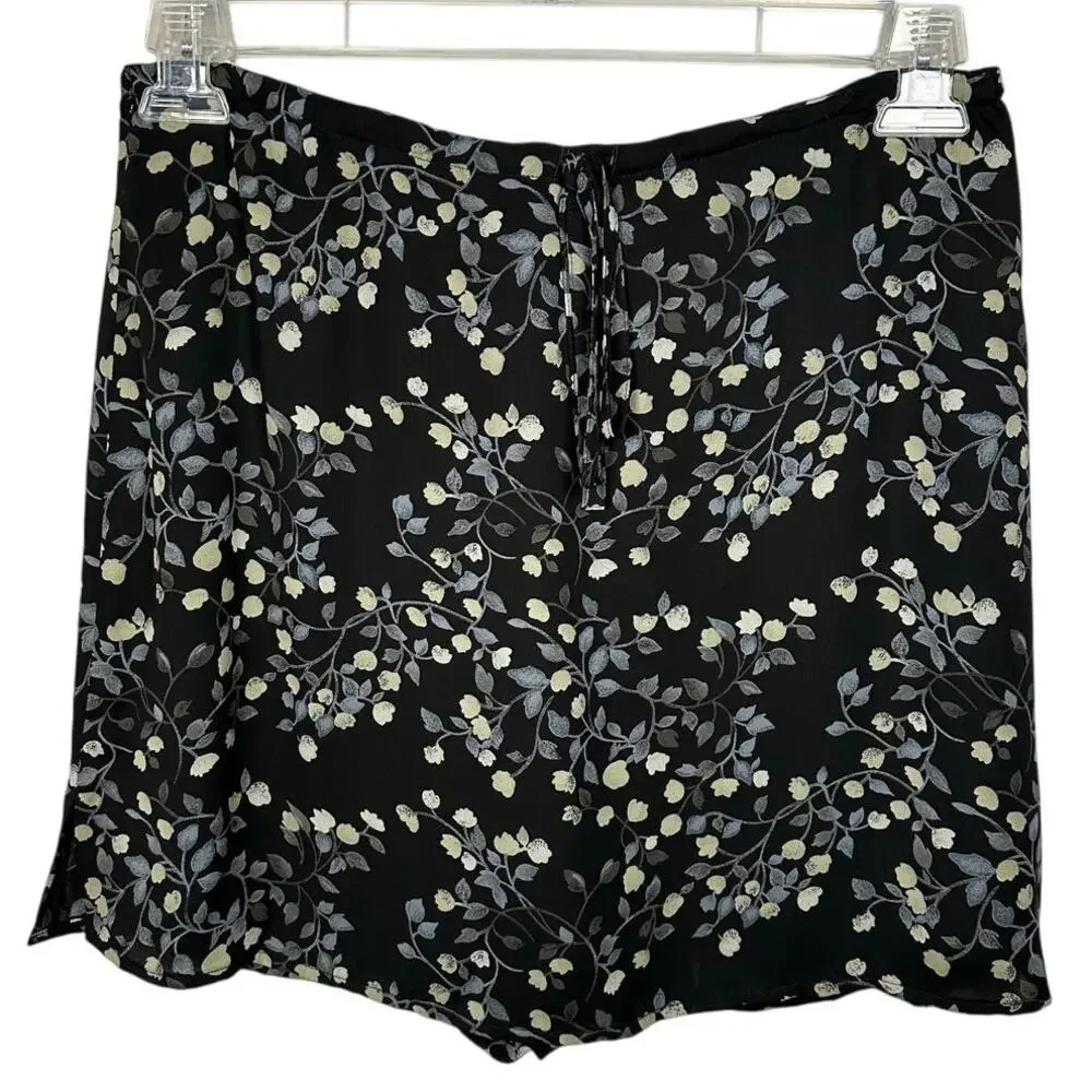 Banana Republic Vintage Black & Gray Floral Mini Skort Women's 8